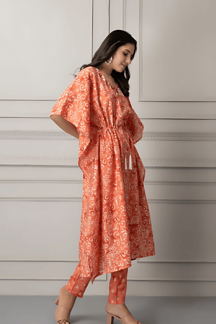 Kaftan in Modal Chanderi Fabric - Cord Set for Women