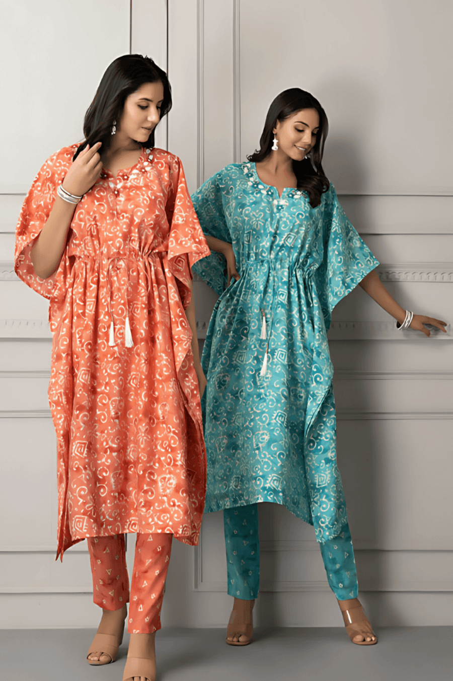 Kaftan in Modal Chanderi Fabric - Cord Set for Women