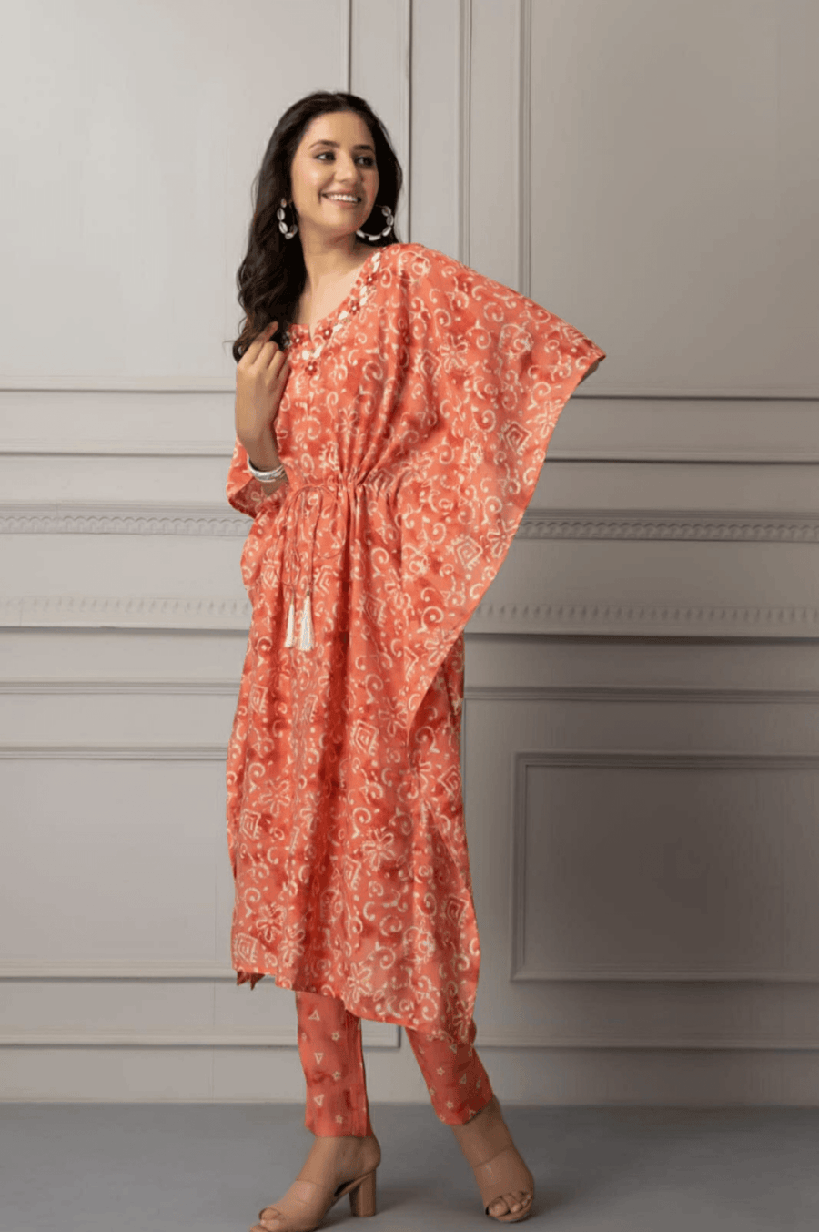 Kaftan in Modal Chanderi Fabric - Cord Set for Women