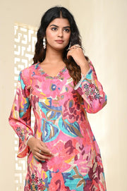 Pink Flower Cord Set for Women - Indo-Western Style | Aaronee