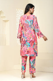 Pink Flower Cord Set for Women - Indo-Western Style | Aaronee