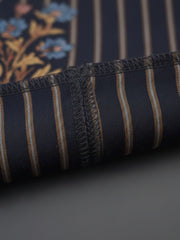 Aaronee Black Floral Striped Pure Cotton Kurta Pant Set for Women