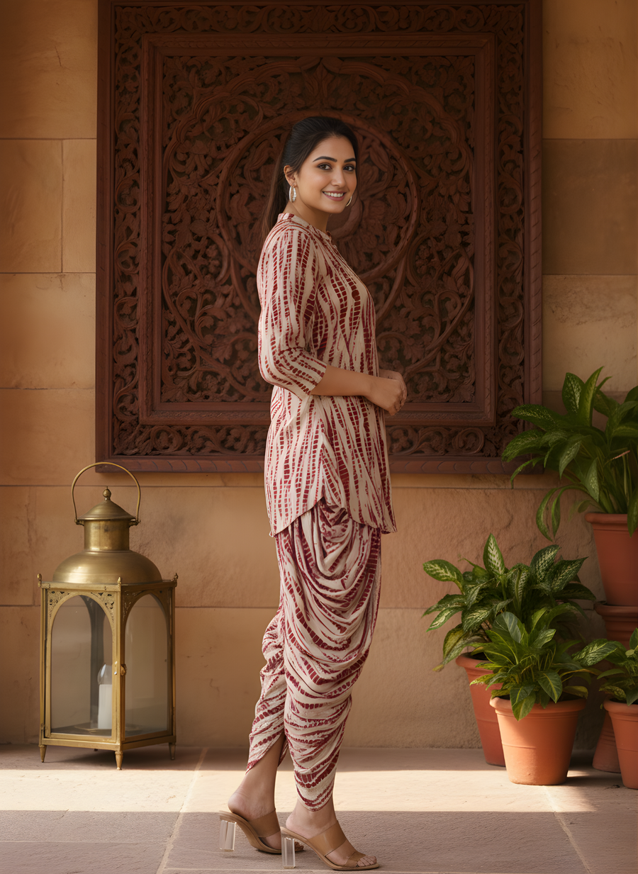 Elegant Maroon Dhoti Kurta Set for Women