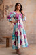 Aaronee Pure Cotton Purple & Aqua Floral Middy Dress for Women
