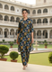Aaronee Modal Chanderi Floral Printed Kurti Set for Women – Navy Blue Designer Ethnic Wear
