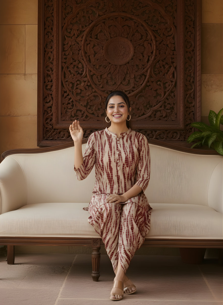 Elegant Maroon Dhoti Kurta Set for Women