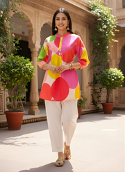 Aaronee Multicolour Pure Cotton Geometric Printed Top