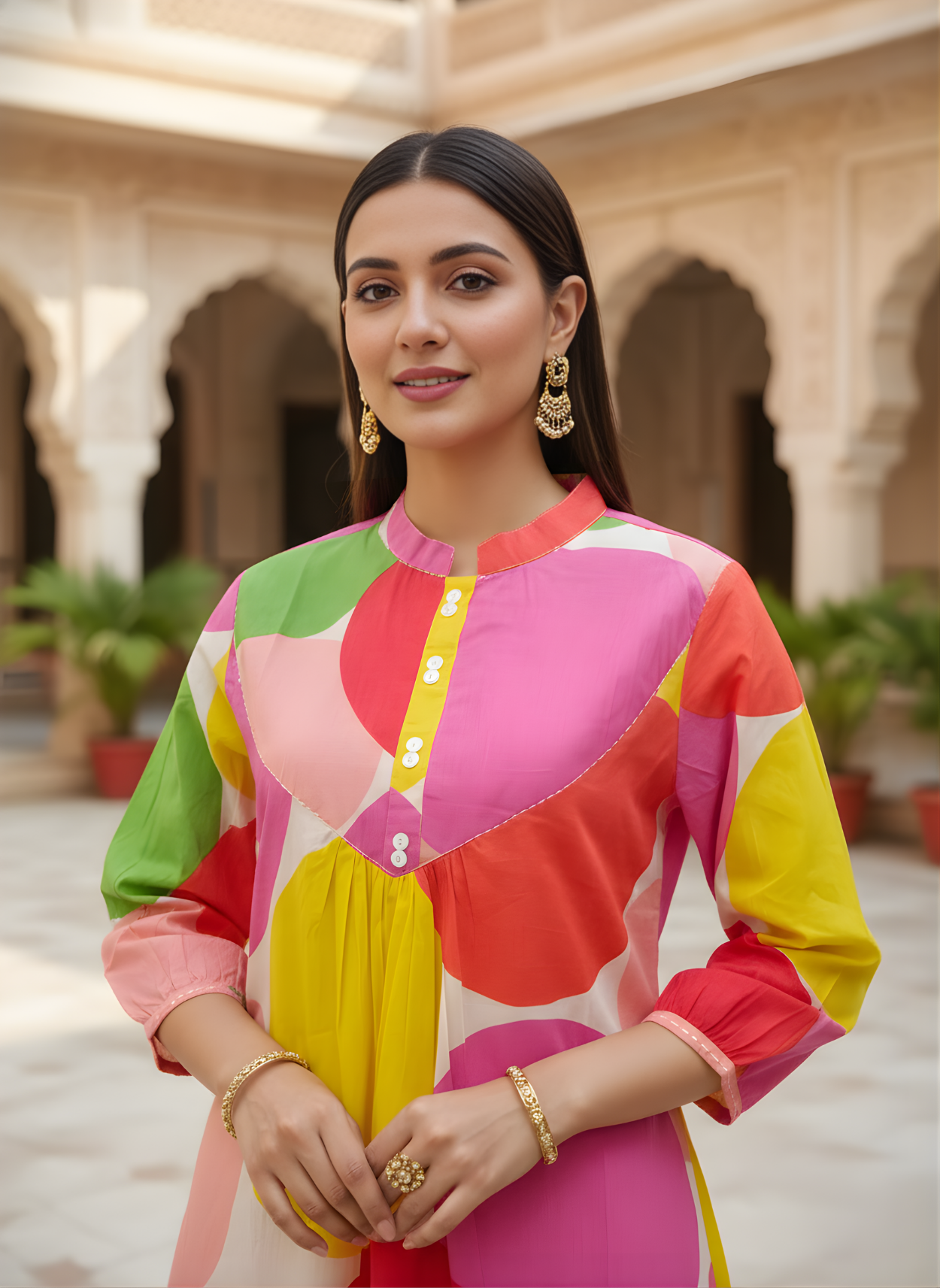 Aaronee Women’s Multicolour Cotton Kurti