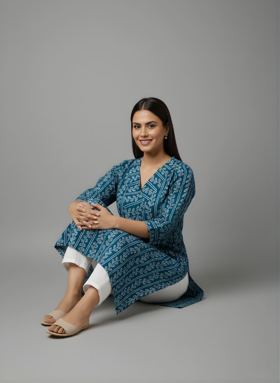 Aaronee Premium Cotton Floral Kurta for Ladies