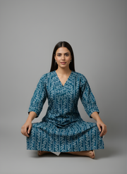 Stylish Teal Straight Kurti by Aaronee