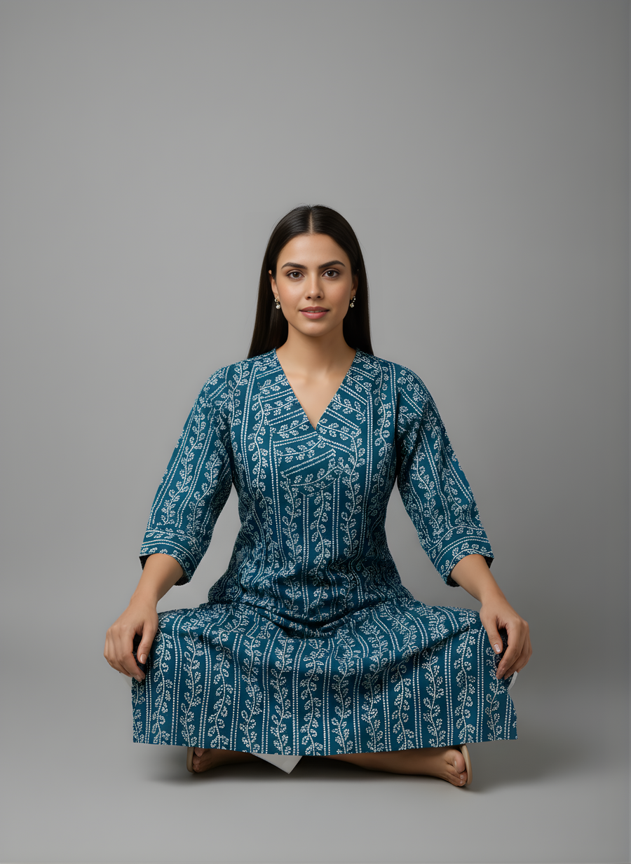 Stylish Teal Straight Kurti by Aaronee