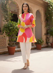 Aaronee Geometric Print Cotton Short Kurti