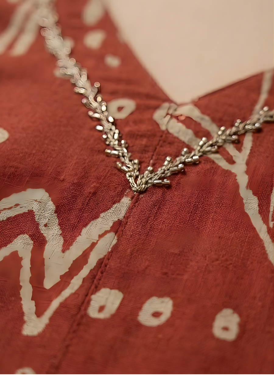 Rust Abstract Print Cotton Kurti Set with Pants – Contemporary Women Ethnic Wear by Aaronee