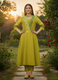 Mustard Yellow Mul Chanderi Kurta Set with Embroidered Neckline | Festive & Elegant Ethnic Wear by Aaronee