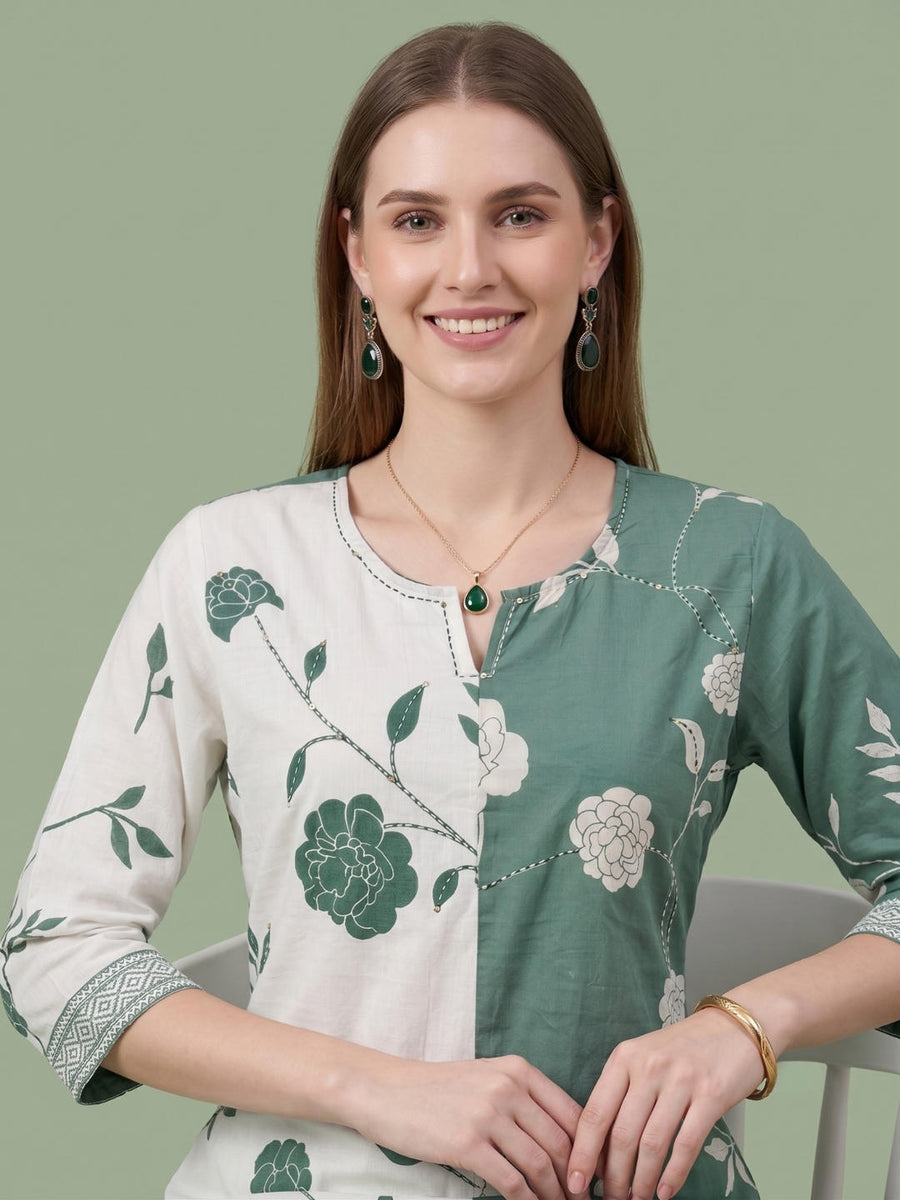 Women's Premium Floral Printed Cotton Kurta Set