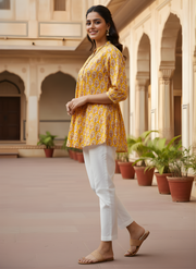 Aaronee Yellow Daily Wear Cotton Top