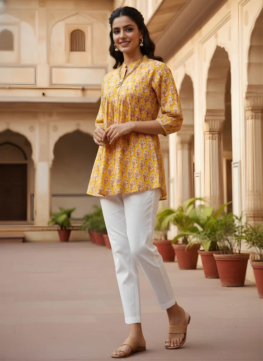 Aaronee Printed Cotton Short Kurti for Women