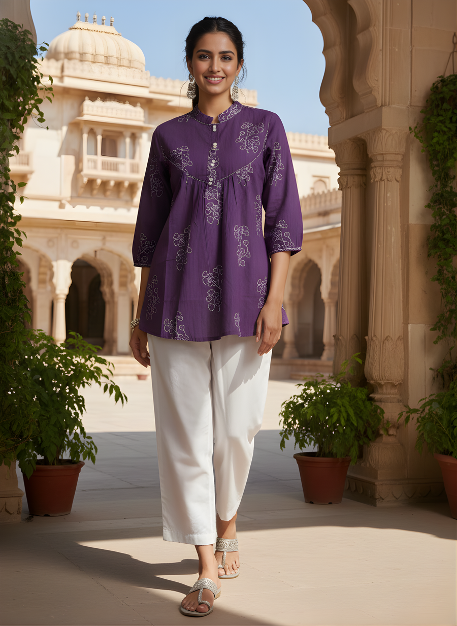 Aaronee Women’s Purple Cotton Top