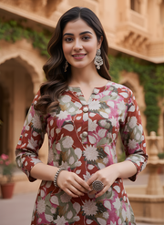 Magenta Flower Color Dhoti Kurta Set for Women