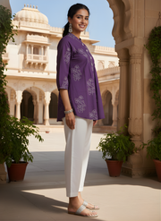 Aaronee Pure Cotton Purple Top for Women