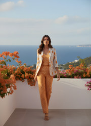 Trendy Orange Ikat Print Cotton Co-ord Set with Blazer for Women – Aaronee Western Collection