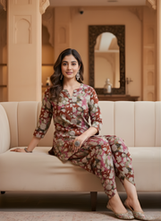 Magenta Flower Color Dhoti Kurta Set for Women