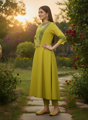 Designer Mul Chanderi Kurta with Coin Detailing