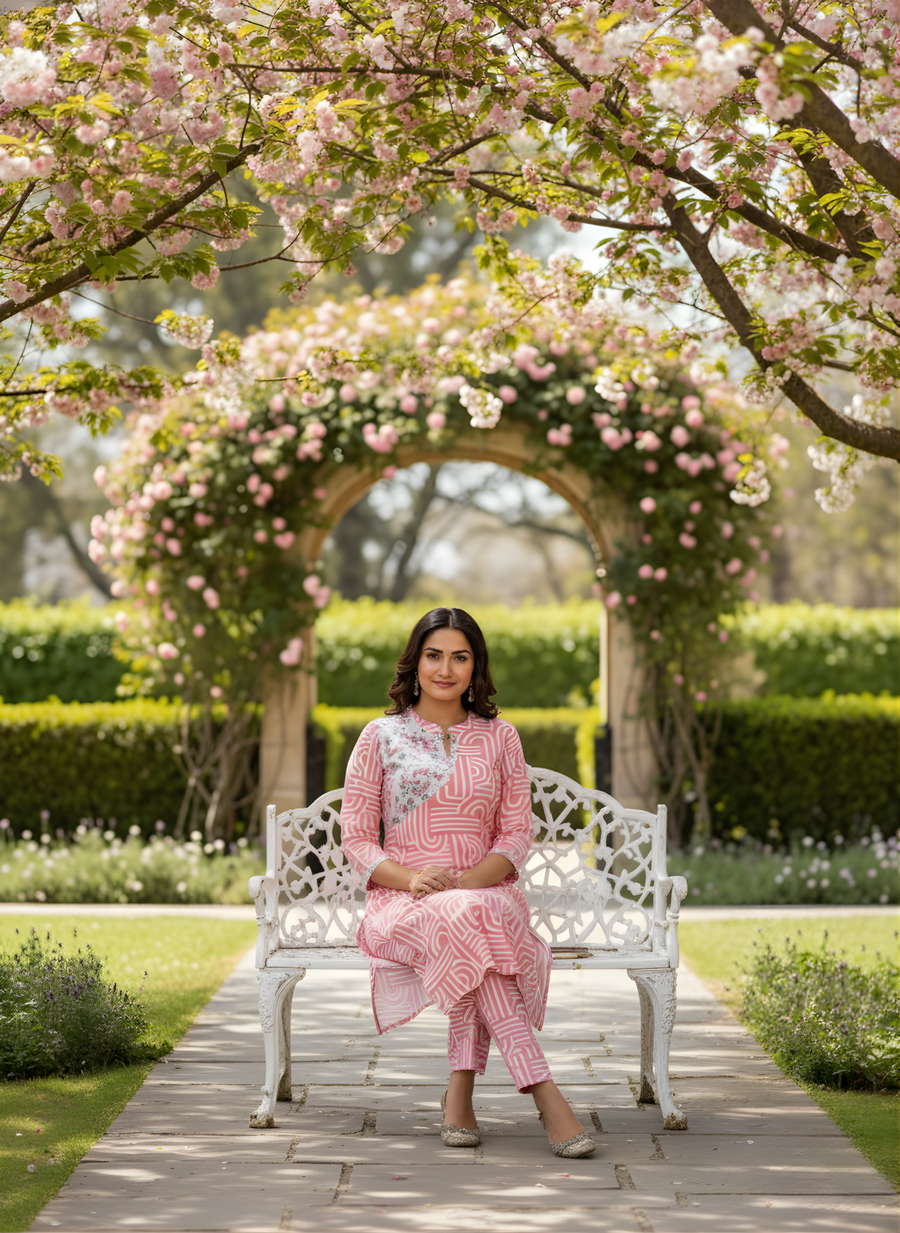 Sanganeri Print Kurta Set for Women