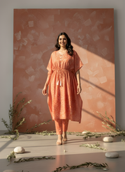 Kaftan in Modal Chanderi Fabric Cord Set for Women