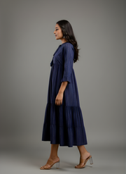 Aaronee Premium Cotton Navy Blue Maxi Kurta