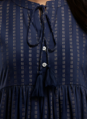 Aaronee Designer Navy Cotton Long Dress Kurti