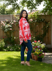 Red Tye and Dye Shirts for Women in Indo-Western Style
