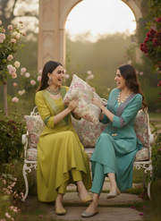 Festive Yellow Kurta Set in Mul Chanderi Fabric