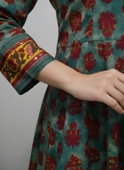 Aaronee Pure Cotton Olive Brown Abstract Print Straight Kurta for Women