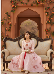 Designer floral print kurta dress in pink