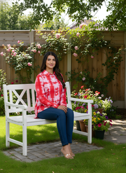 Red Tye and Dye Shirts for Women in Indo-Western Style