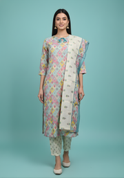 Elegant Multicolor Printed Kurta Set for Women with Dupatta