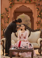 Ethnic pink cotton kurta with floral prints