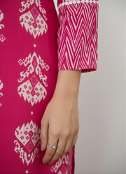 Aaronee Hot Pink Pure Cotton Printed Kurta Dupatta Set for Women – Festive Ethnic Wear