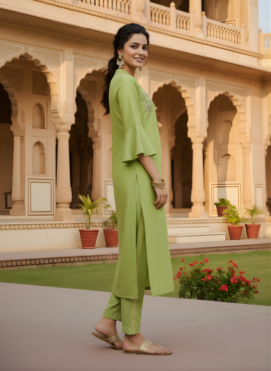Minimalist Lime Green Ethnic Wear for Women – Aaronee