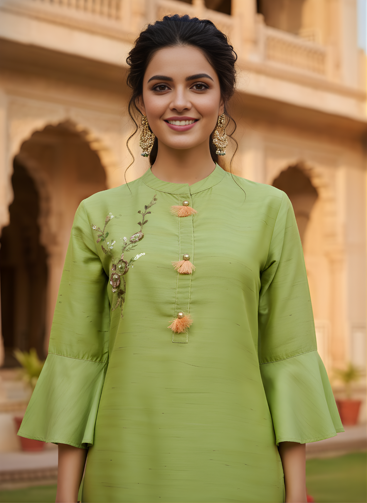 Summer Wear Cotton Kurta Set in Green – Aaronee