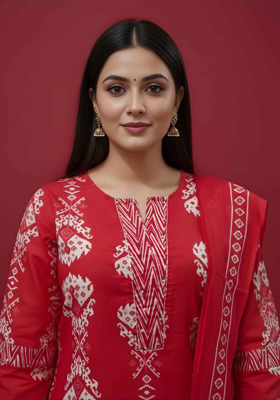 Aaronee printed cotton dupatta with kurta