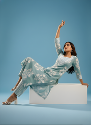Sea Green Printed Cotton Kurta Pant Set for Women – Aaronee Pure Cotton Collection