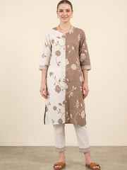 Beige Ivory Straight Kurta with Cotton Pants