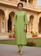 Elegant Lime Green Pure Cotton Kurta Set with Subtle Embroidery – Aaronee
