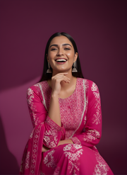 Aaronee Hot Pink Pure Cotton Printed Kurta Dupatta Set for Women – Festive Ethnic Wear