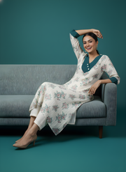 Aaronee designer cotton kurta set V-neck detail