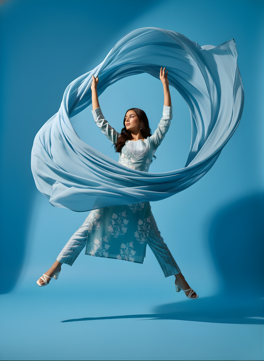 Sea Green Printed Cotton Kurta Pant Set for Women – Aaronee Pure Cotton Collection