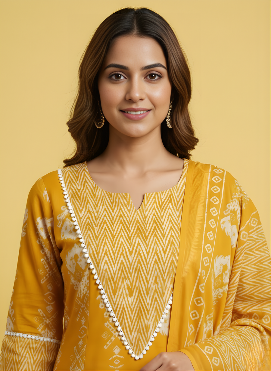 Aaronee embroidered cotton kurta dupatta set