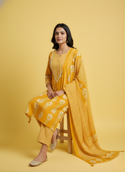 Aaronee designer mustard cotton ethnic outfit